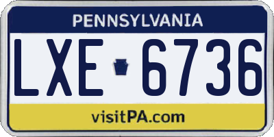 PA license plate LXE6736