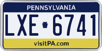 PA license plate LXE6741