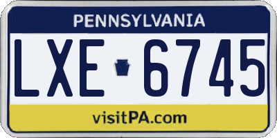 PA license plate LXE6745