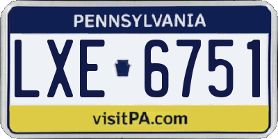 PA license plate LXE6751