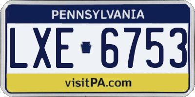 PA license plate LXE6753