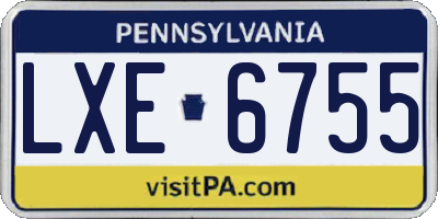 PA license plate LXE6755