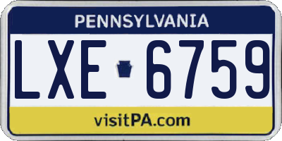 PA license plate LXE6759