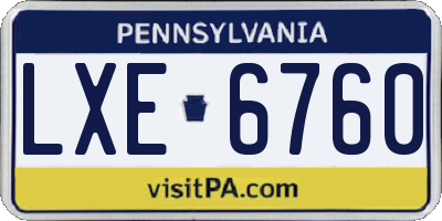 PA license plate LXE6760