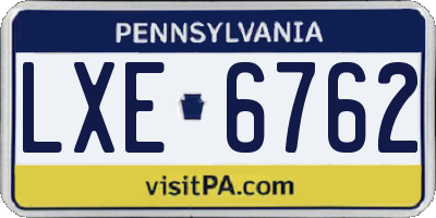 PA license plate LXE6762