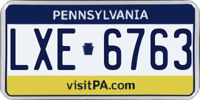 PA license plate LXE6763