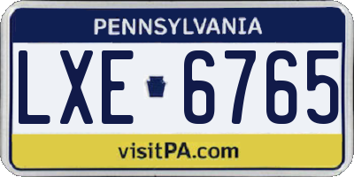 PA license plate LXE6765