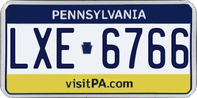PA license plate LXE6766
