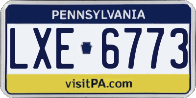 PA license plate LXE6773