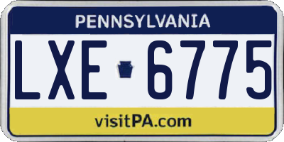 PA license plate LXE6775