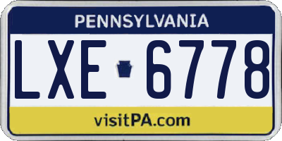 PA license plate LXE6778