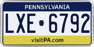 PA license plate LXE6792