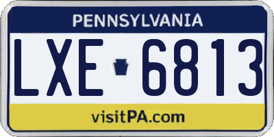 PA license plate LXE6813