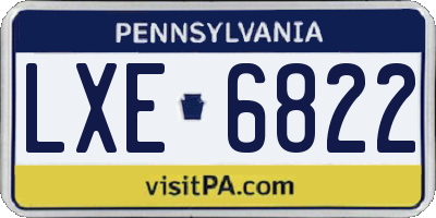 PA license plate LXE6822