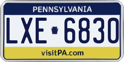 PA license plate LXE6830