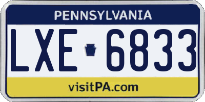PA license plate LXE6833