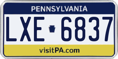 PA license plate LXE6837