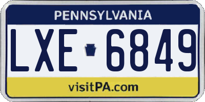 PA license plate LXE6849