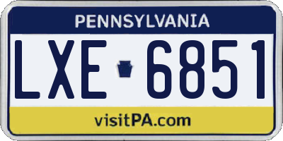 PA license plate LXE6851