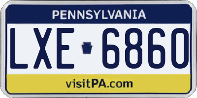 PA license plate LXE6860