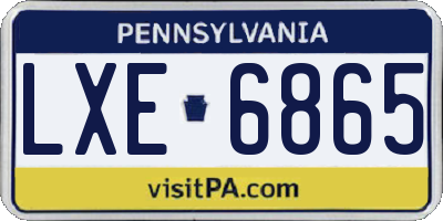 PA license plate LXE6865