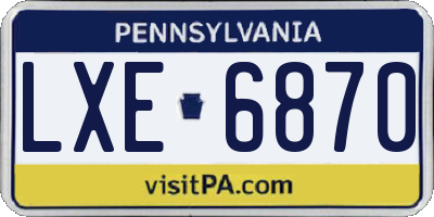 PA license plate LXE6870