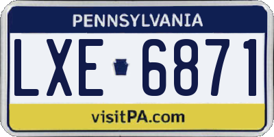 PA license plate LXE6871