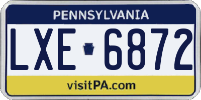 PA license plate LXE6872