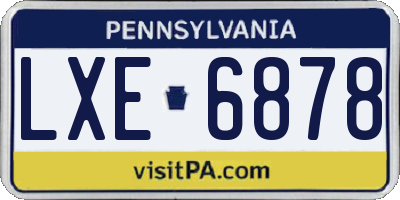 PA license plate LXE6878