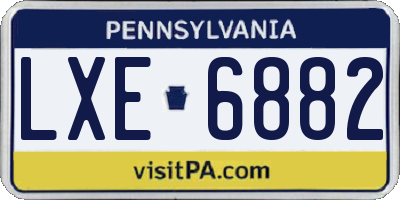 PA license plate LXE6882