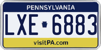 PA license plate LXE6883