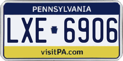 PA license plate LXE6906