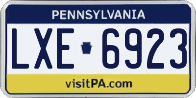 PA license plate LXE6923