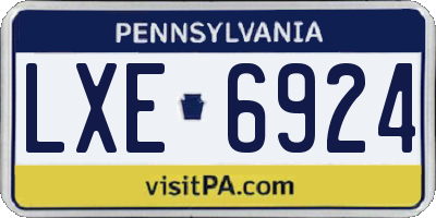PA license plate LXE6924