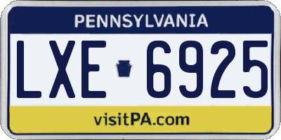 PA license plate LXE6925