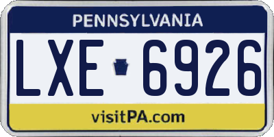 PA license plate LXE6926