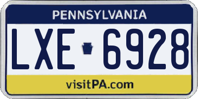 PA license plate LXE6928