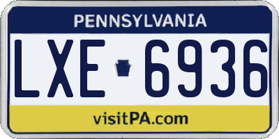 PA license plate LXE6936