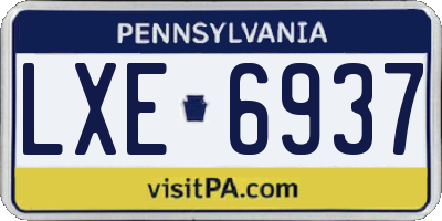 PA license plate LXE6937