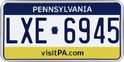 PA license plate LXE6945
