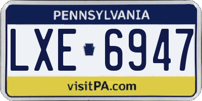 PA license plate LXE6947