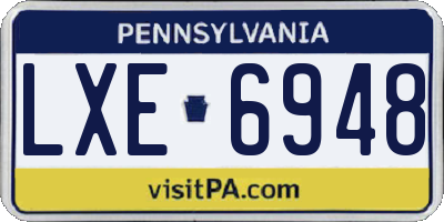 PA license plate LXE6948