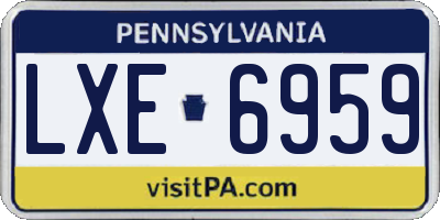 PA license plate LXE6959