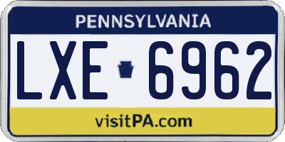 PA license plate LXE6962