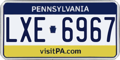 PA license plate LXE6967