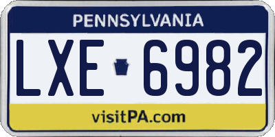 PA license plate LXE6982