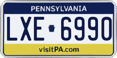 PA license plate LXE6990
