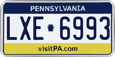 PA license plate LXE6993