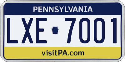 PA license plate LXE7001