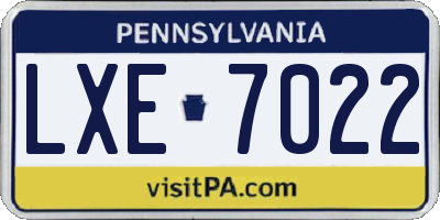 PA license plate LXE7022